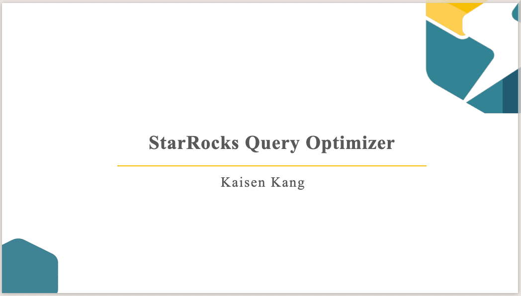 CMU Seminar: StarRocks Query Optimizer